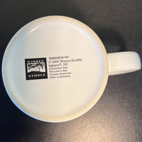 Vtg SAKURA Warren Kimble BIRDHOUSE Stoneware Mug ~ Folk Art ~ Cardinals - Picture 7 of 8